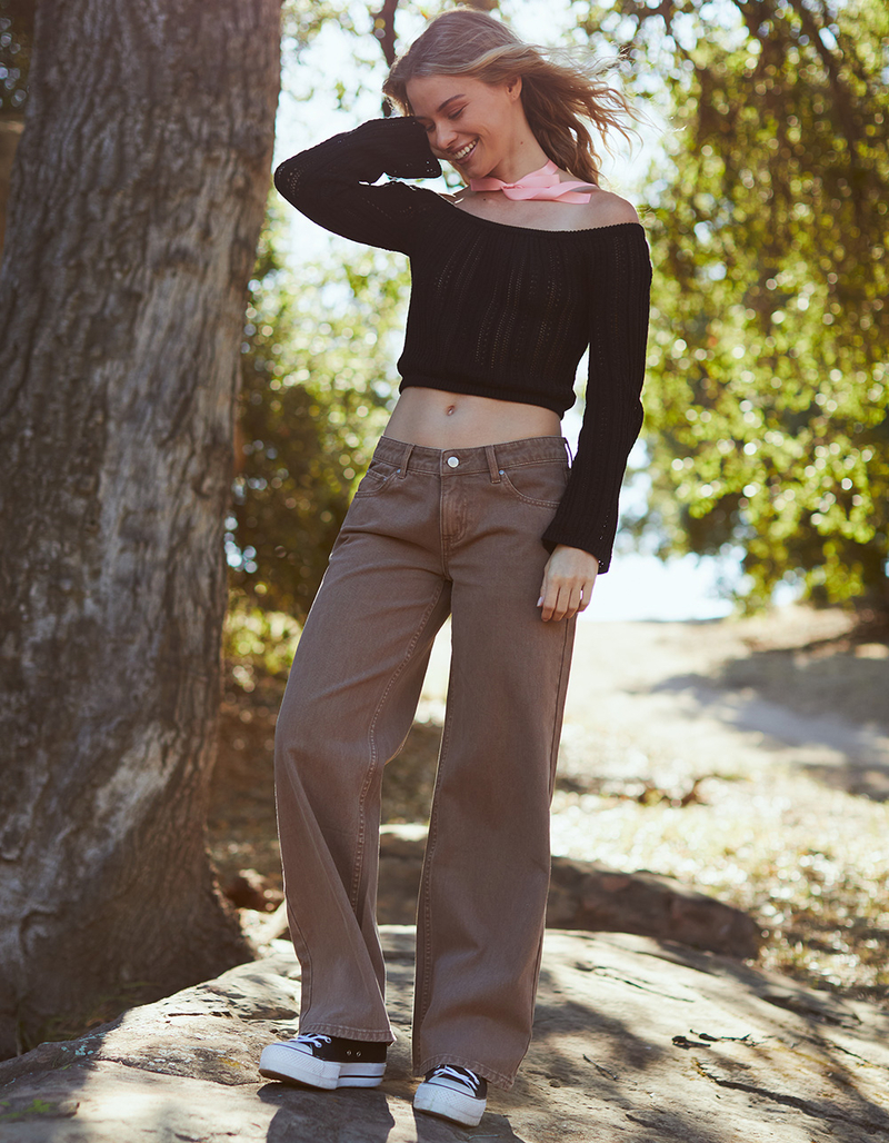 RSQ Womens Low Rise Twill Baggy Jeans image number 0