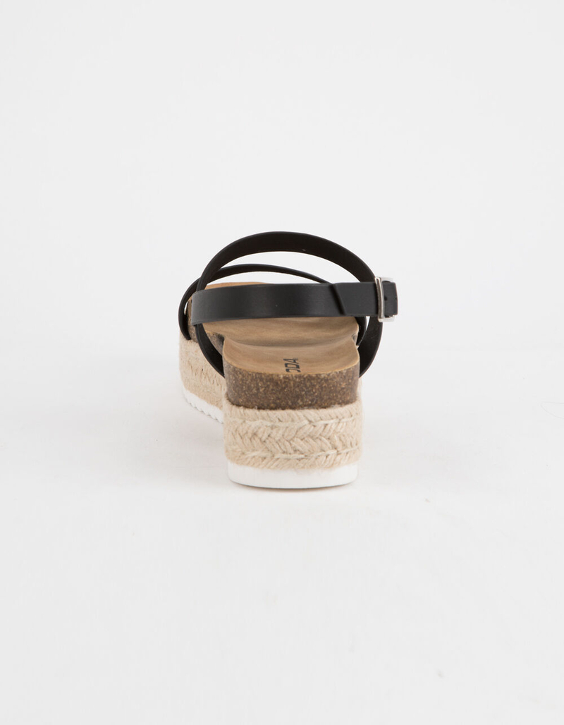 SODA 2 Strap Black Womens Espadrille Flatform Sandals image number 3