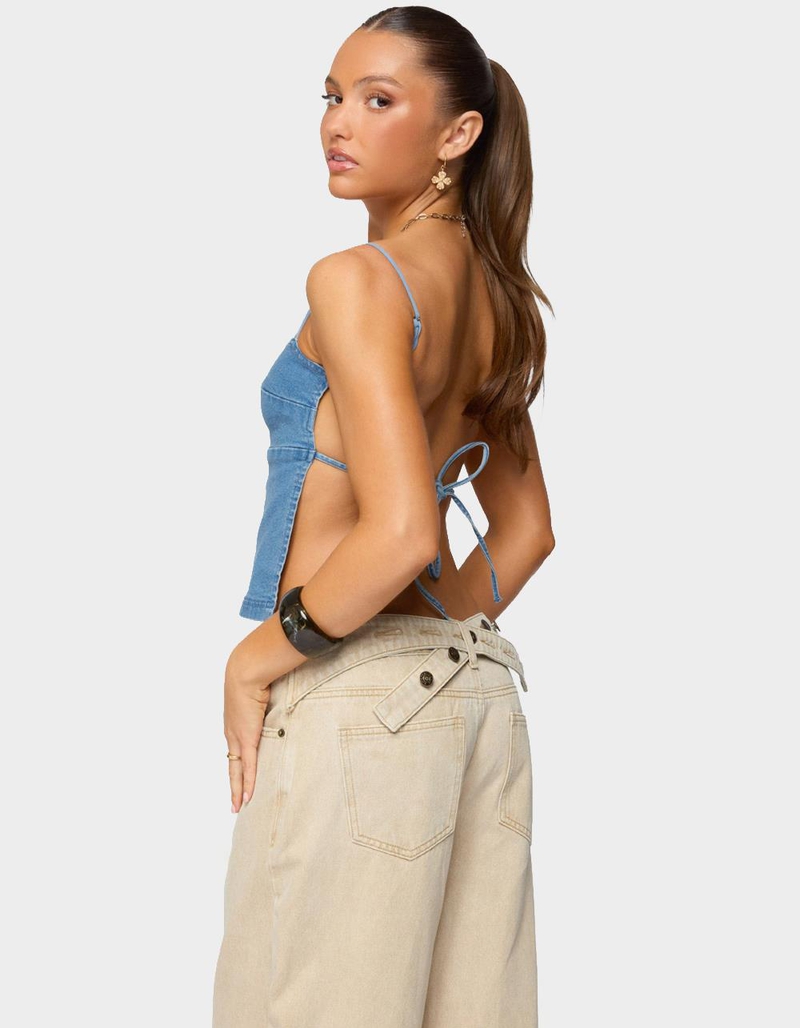 EDIKTED Conley Backless Denim Top image number 2
