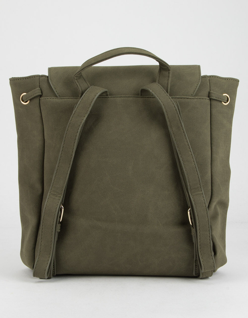 Faux Suede Olive Mini Backpack image number 2