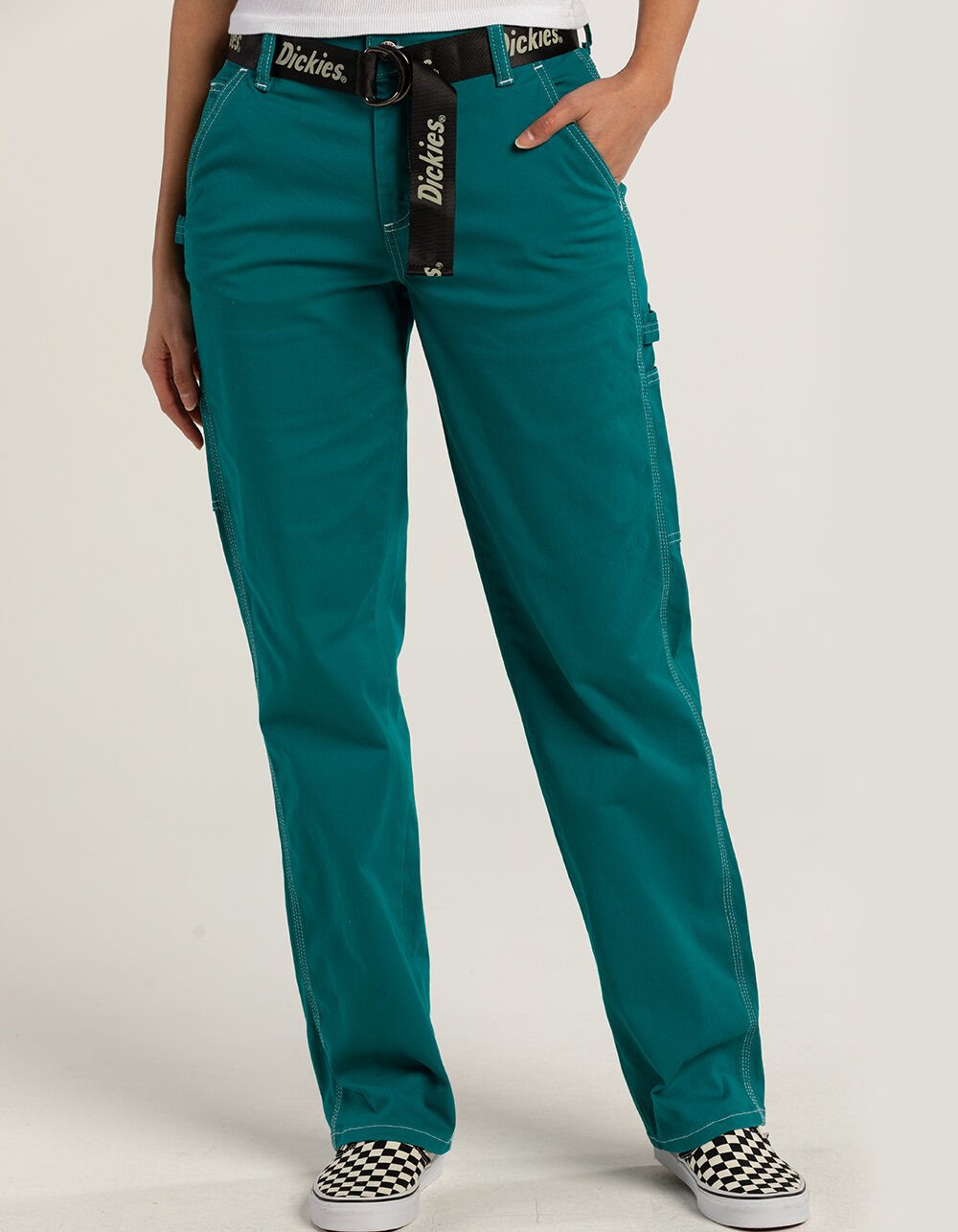 DICKIES Womens Belted Carpenter Pants - TEAL BLUE - 24 | Tillys