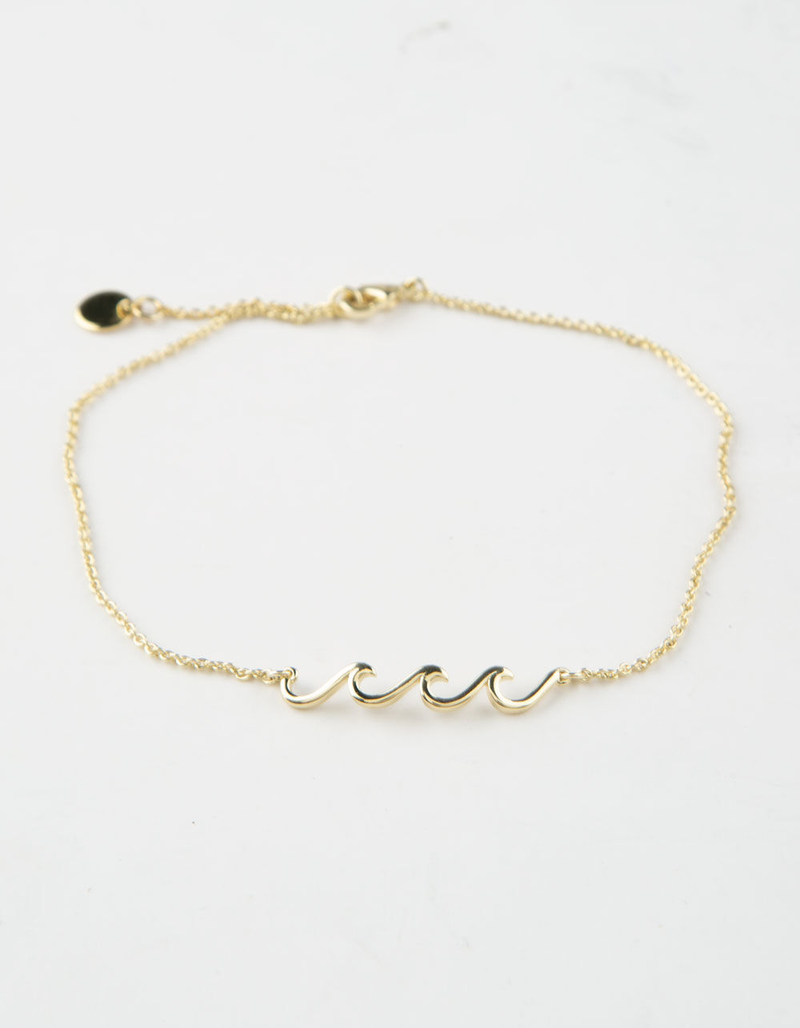 PURA VIDA Delicate Wave Gold Anklet image number 0