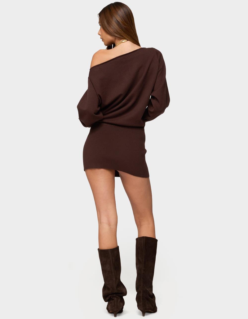 EDIKTED Eve Off Shoulder Knit Mini Dress image number 2