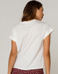 HEART & HIPS Roll Cuff Womens White Tee image number 3