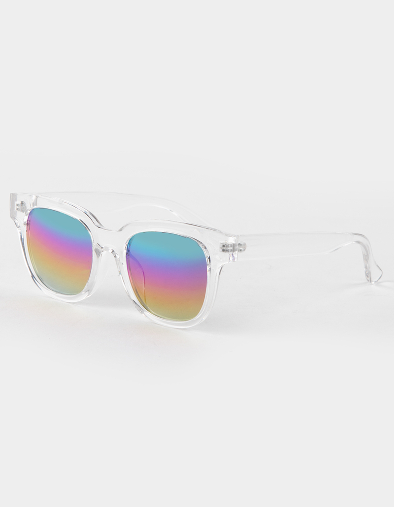 BLUE CROWN Mirrored Clear Square Sunglasses image number 0