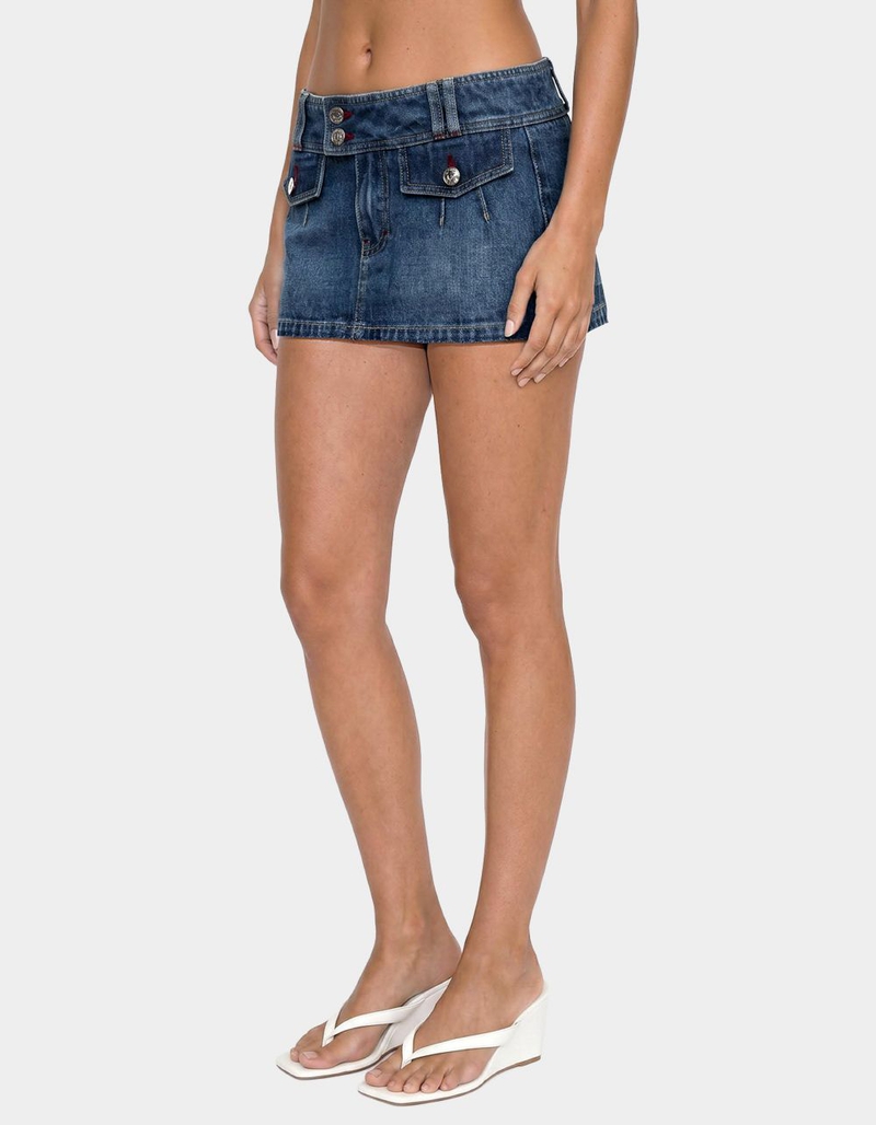 EDIKTED Rae Denim Mini Skort image number 1
