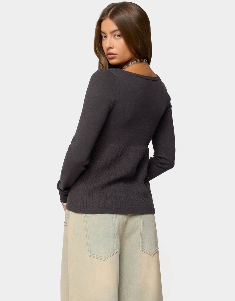 EDIKTED Jaylah Cable Knit Babydoll Top image number 2