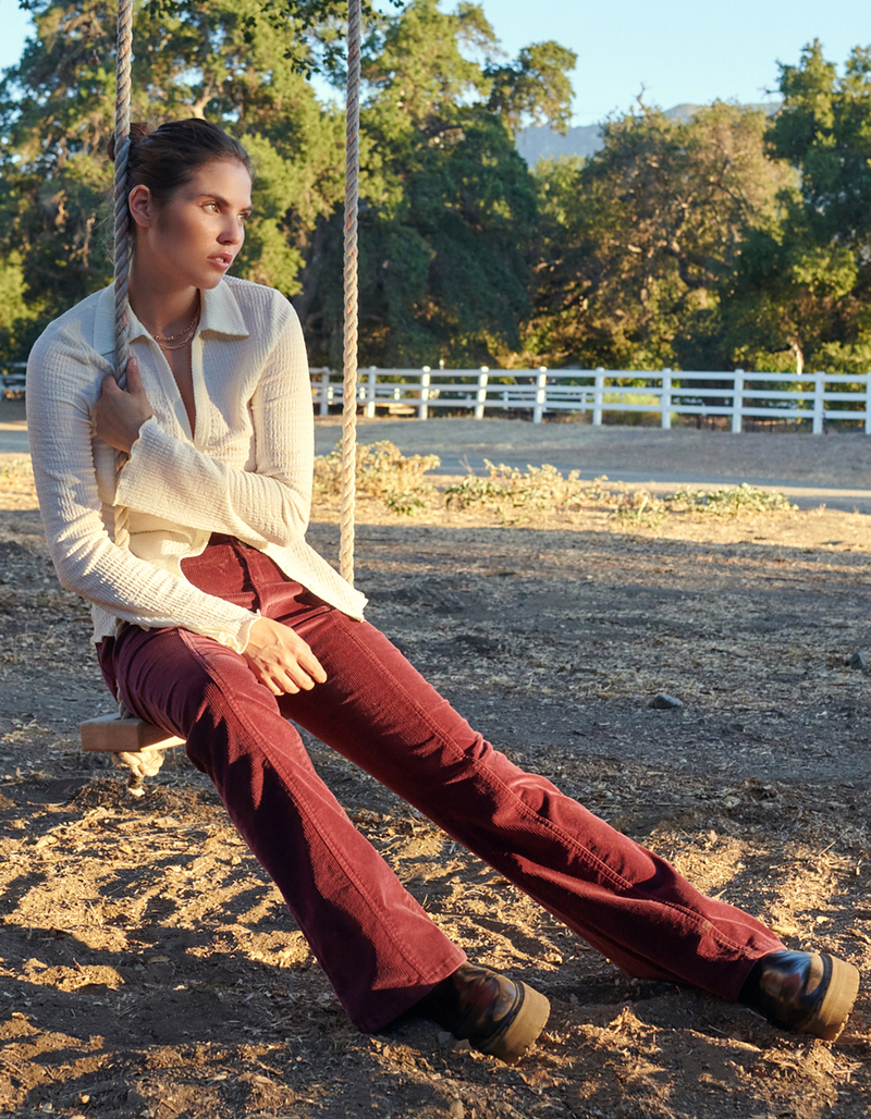 WEST OF MELROSE Womens Corduroy Flare Pants image number 0
