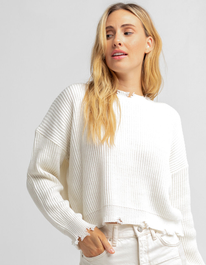 POOF Womens V Neck Cable Sweater image number 0