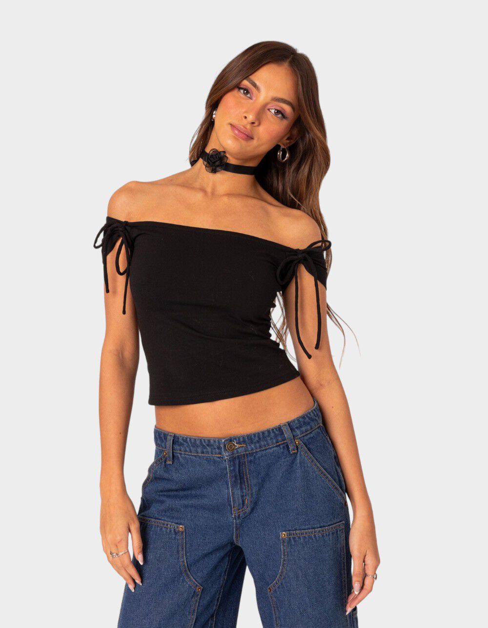 EDIKTED Jess Off Shoulder Top - BLACK | Tillys