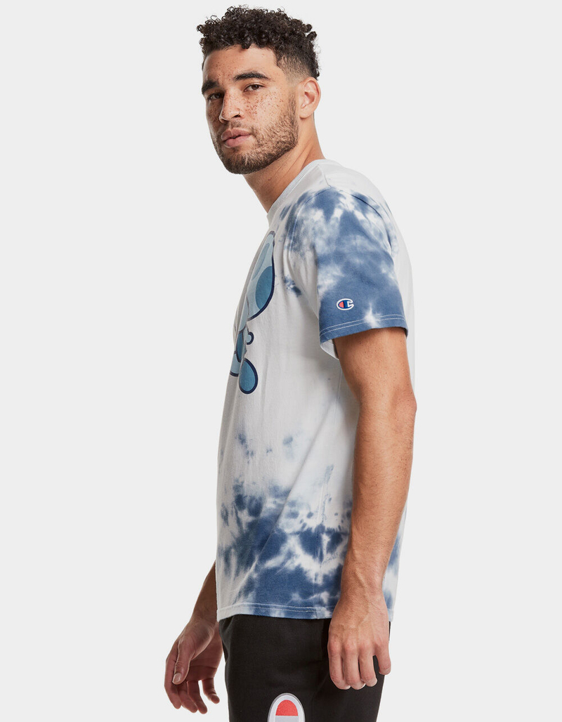 CHAMPION x Super Mario Bros. Toad & Script Logo Cloud Dye Heritage Mens T-Shirt image number 1