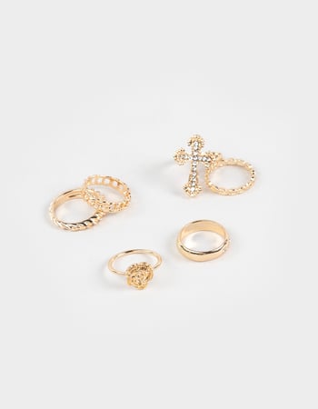 FULL TILT 6 Pack Chain/Cross/Rose Rings Primary Image