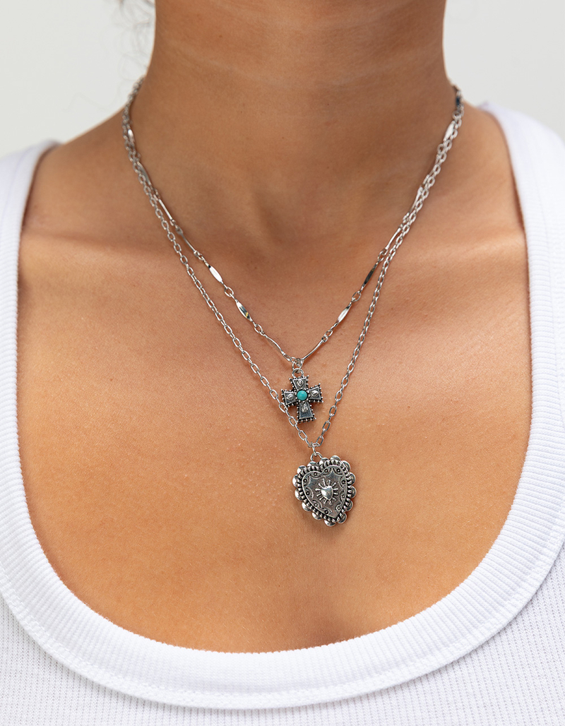 FULL TILT Layered Cross/Heart Western Necklace image number 2