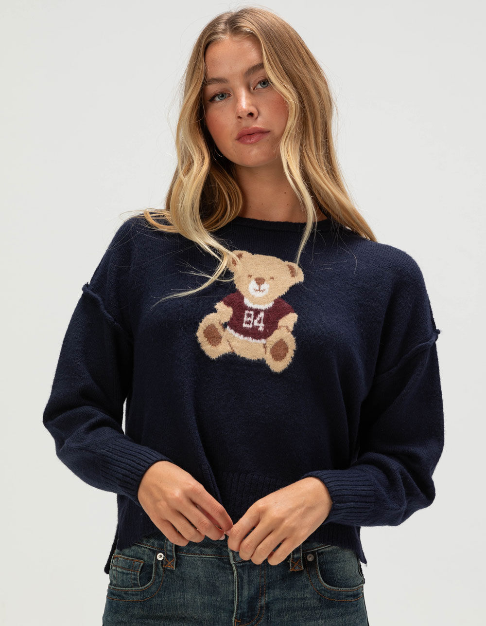 PINK ROSE Bear Womens Sweater - NAVY | Tillys
