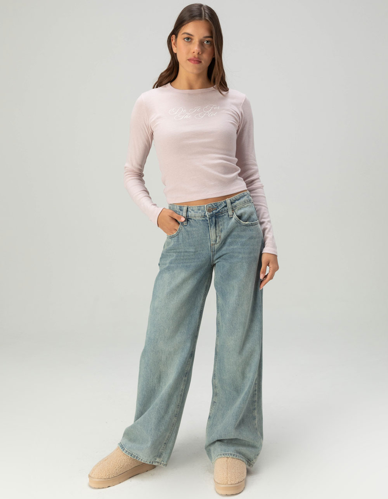 RSQ Womens Do It For The Plot Long Sleeve Baby Tee image number 4