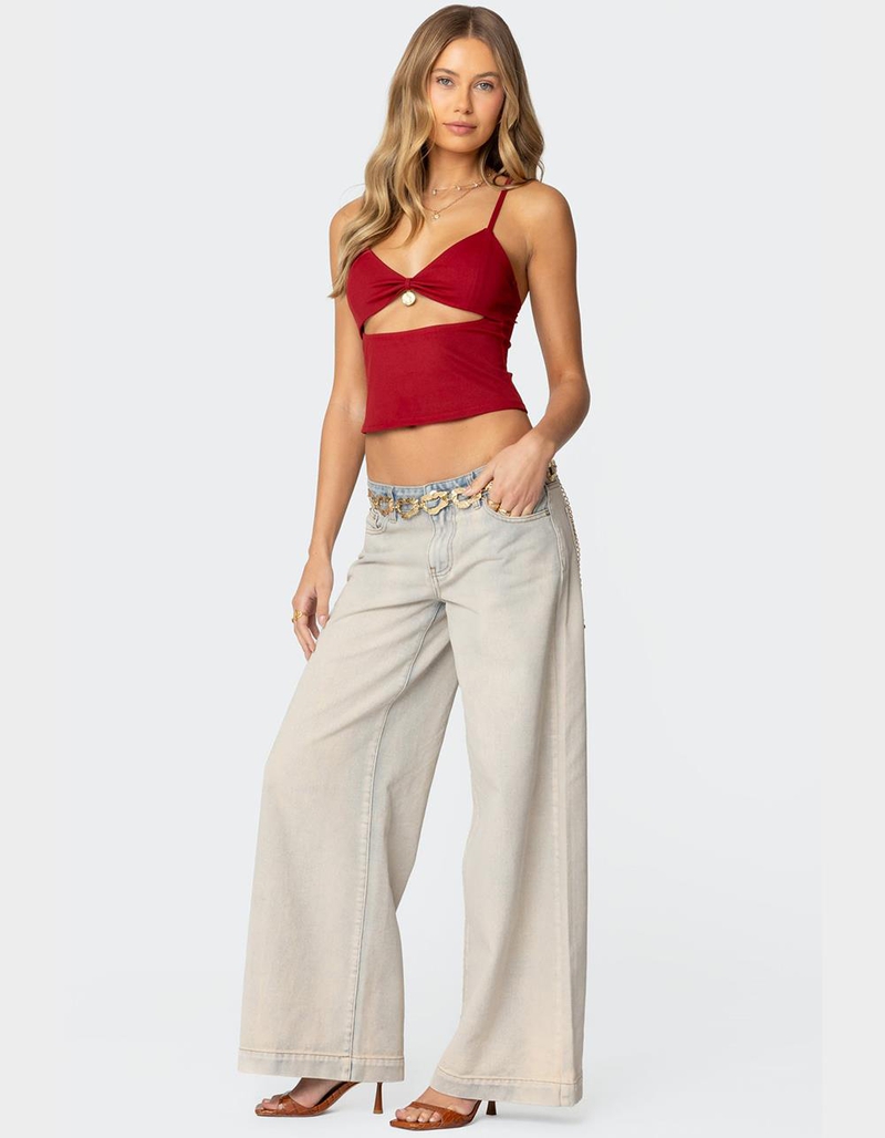 EDIKTED Rhiannon Washed Wide Leg Jeans image number 3