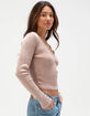 FULL TILT Notch Neck Womens Long Sleeve Rib Top image number 3