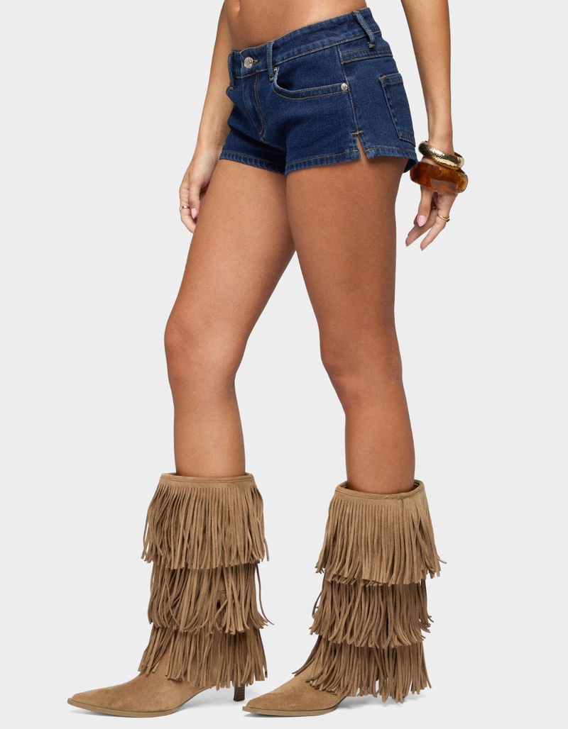 EDIKTED Jagger Low Rise Denim Shorts image number 1