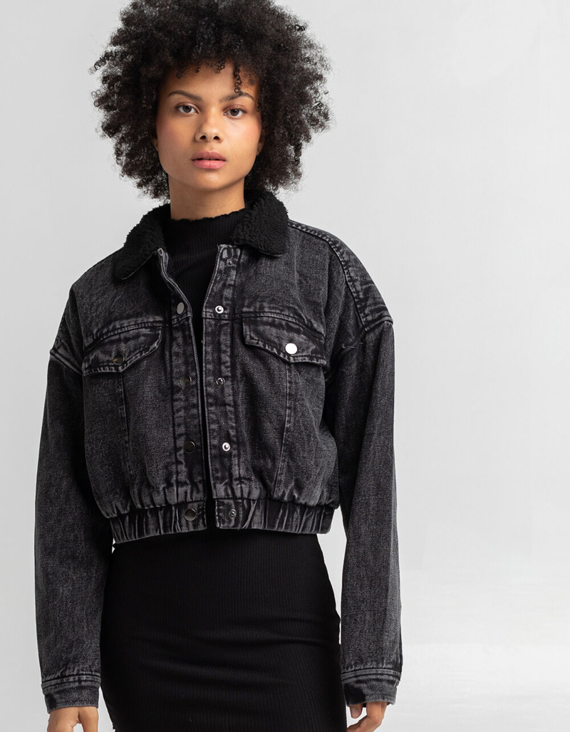 HIGHWAY Womens Sherpa Lined Jean Jacket image number 0