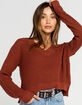 FULL TILT V Neck Womens Rust Sweater image number 1