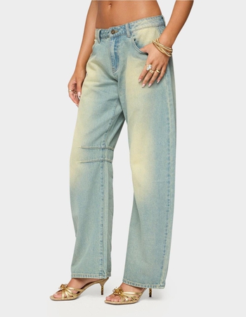 EDIKTED Cayden Low Rise Washed Barrel Jeans Alternative Image