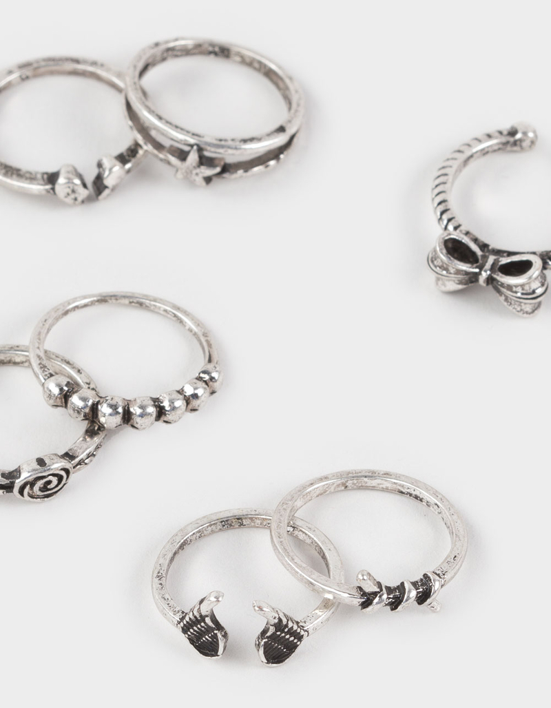 FULL TILT 7 Pack Bow/Wings/Star Dainty Rings image number 1