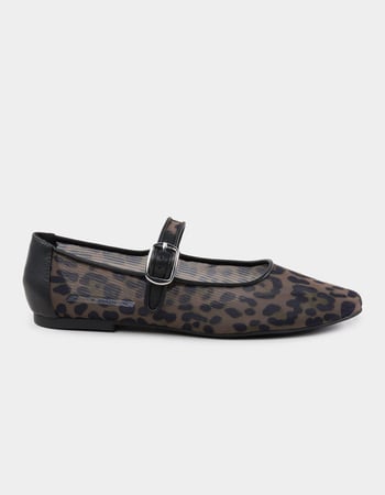 STEVE MADDEN Arlow Leopard Womens Mesh Ballet Flats Primary Image