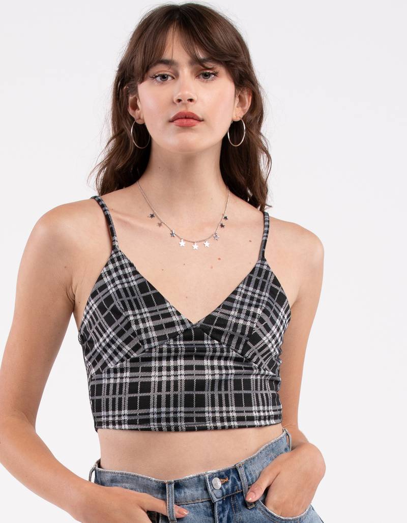 RSQ Womens Plaid Corset Cami image number 2