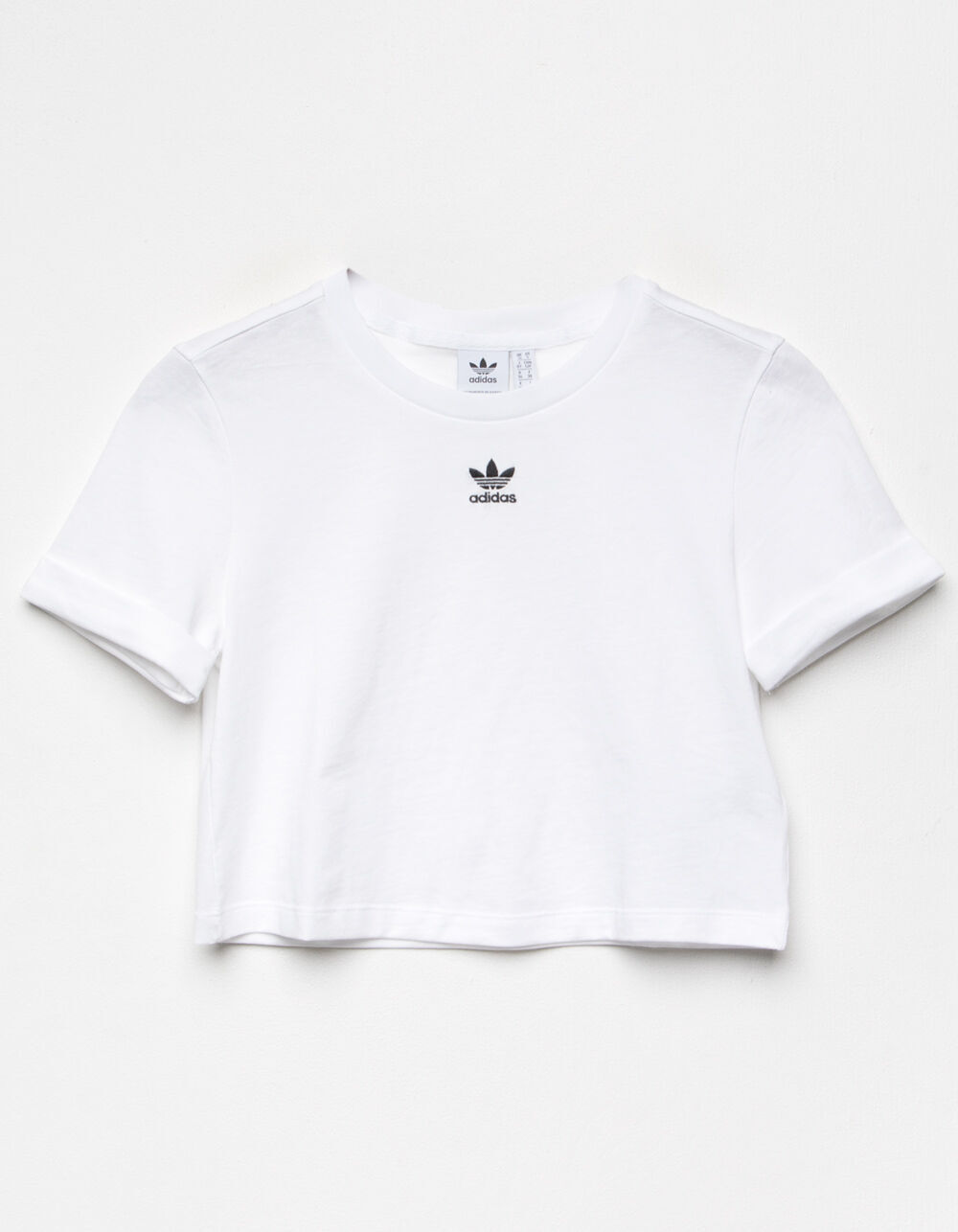 ADIDAS Adicolor Classics Roll-Up Sleeve Womens Crop Top - WHITE - GN2803