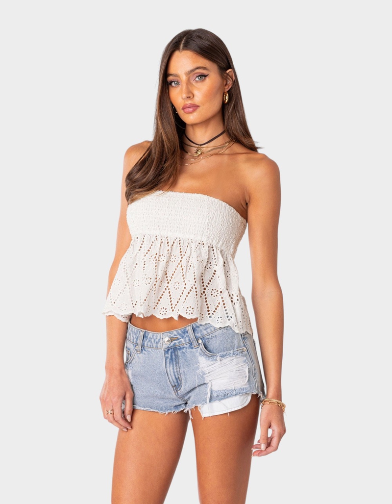 EDIKTED Lacey Cotton Scrunch Tube Top image number 2