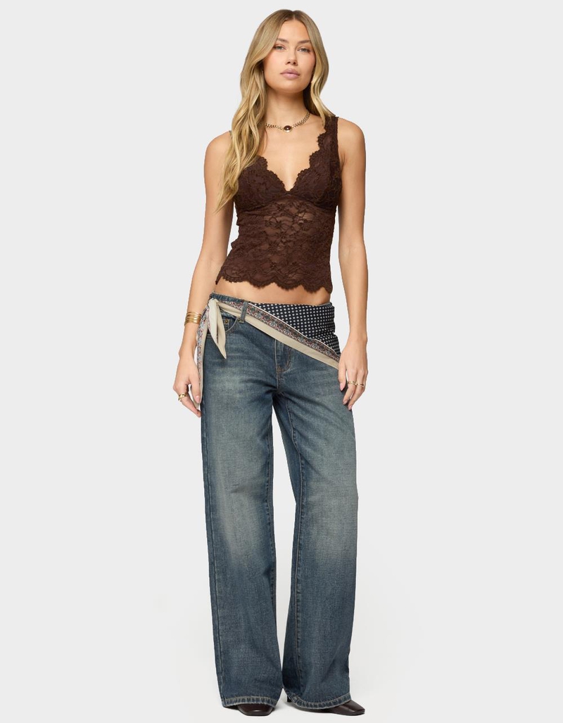 EDIKTED Della Waist Scarf Low Rise Baggy Jeans image number 3