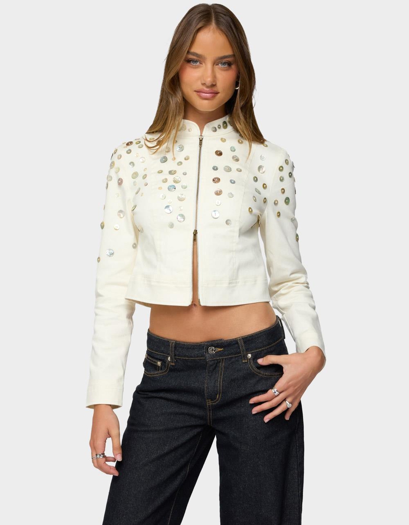 EDIKTED Elira Iridescent Fitted Jacket image number 0