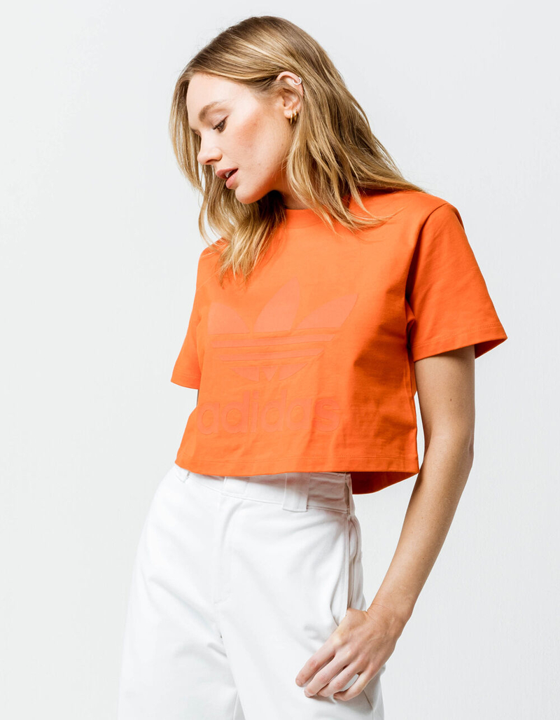 ADIDAS Trefoil Orange Womens Crop Tee image number 0