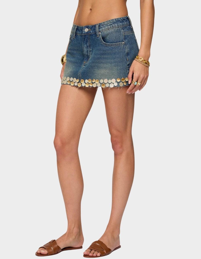 EDIKTED Shaina Iridescent Denim Mini Skirt image number 1