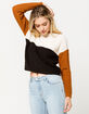 FULL TILT Color Block Tan Womens Crop Sweater image number 1