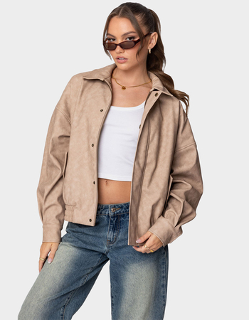 EDIKTED Mori Oversized Faux Leather Jacket Primary Image