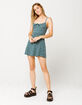 SKY AND SPARROW Ditsy Tie Front Teal Blue Fit N Flare Dress image number 4