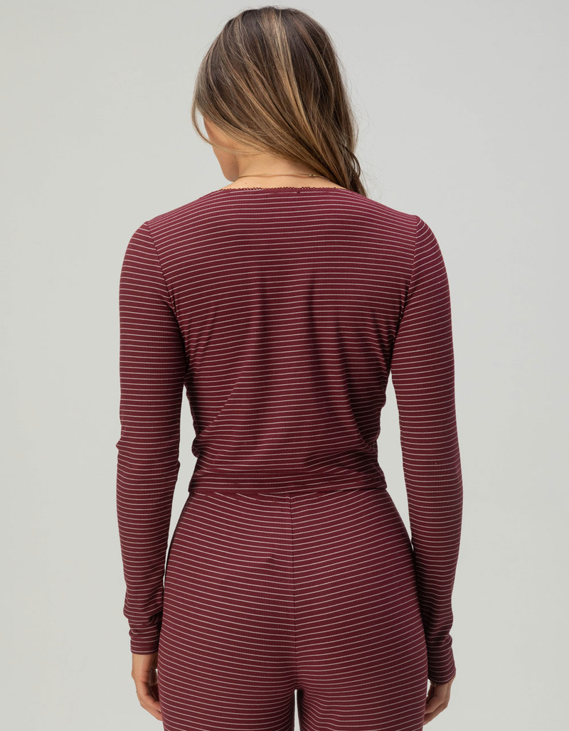 FULL TILT Rib Picot Trim Womens Long Sleeve Tee image number 3