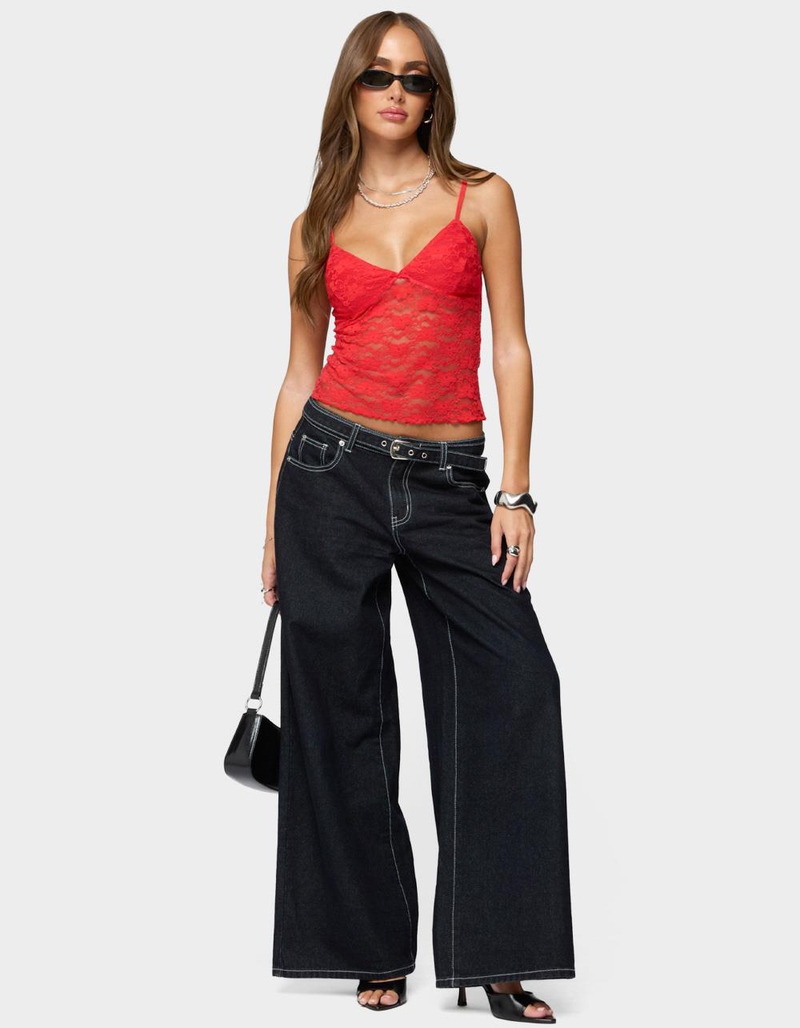 EDIKTED Eira Sheer Lace Tank Top image number 4