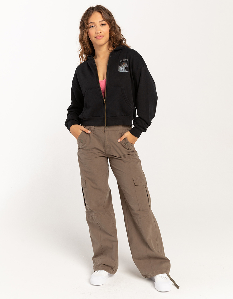 HURLEY Glow With The Flow Womens Crop Zip-Up Hoodie image number 3