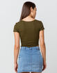 BOZZOLO Ribbed Lettuce Edge Olive Womens Crop Tee image number 3