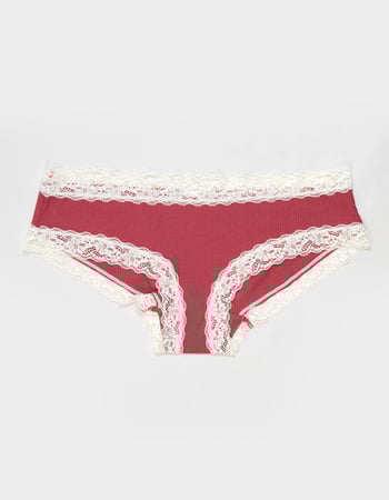 FULL TILT Rib Lace Trim Cheeky Panties Primary Image