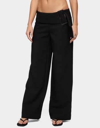 EDIKTED Cerise Buckle Low Rise Baggy Pants Primary Image
