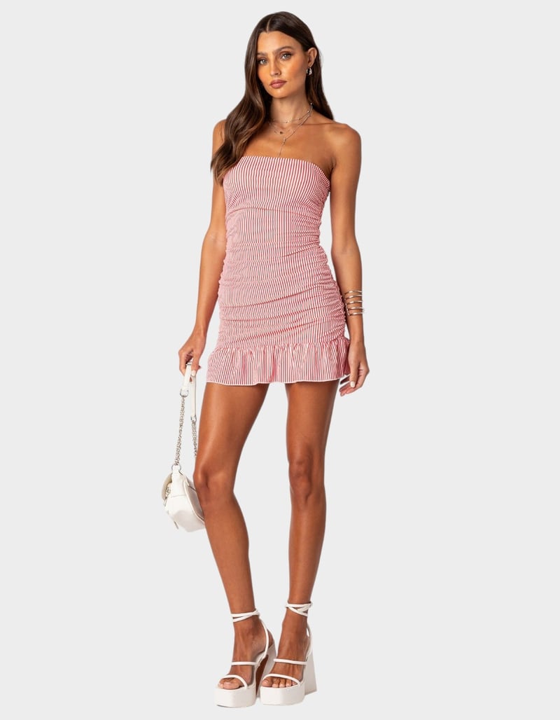 EDIKTED Gaia Gathered Mini Dress - RED