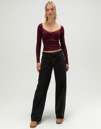 WEST OF MELROSE Womens Lace Trim Top Alternative Image