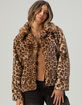 RSQ Womens Leopard Print Soft Fur Jacket image number 1