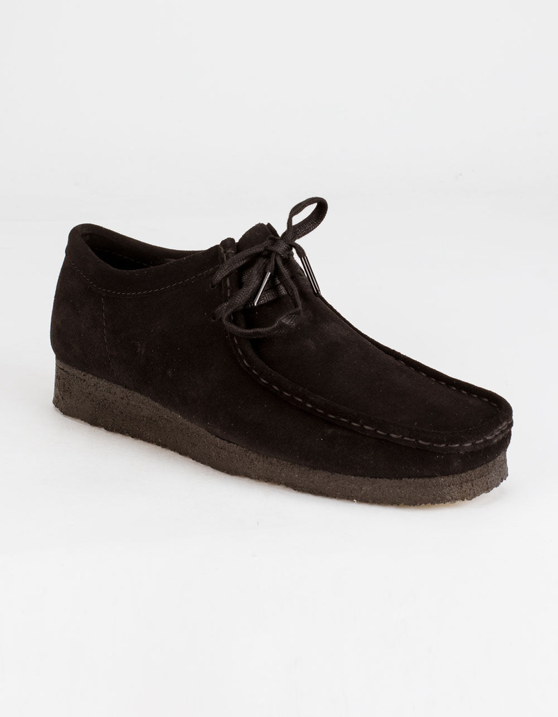 CLARKS Wallabee Mens Black Suede Shoes image number 1
