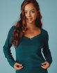 FULL TILT Brushed Lace Trim Womens Long Sleeve Top image number 1