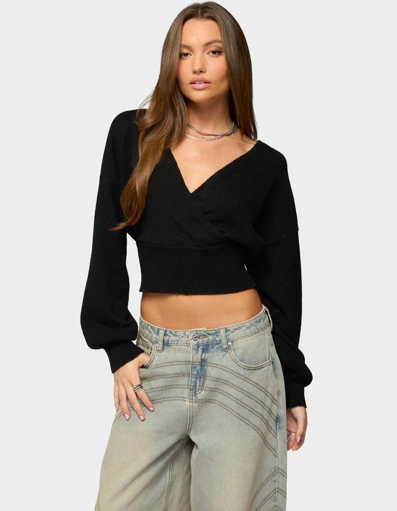 EDIKTED Lillia V Neck Wrap Sweater image number 0