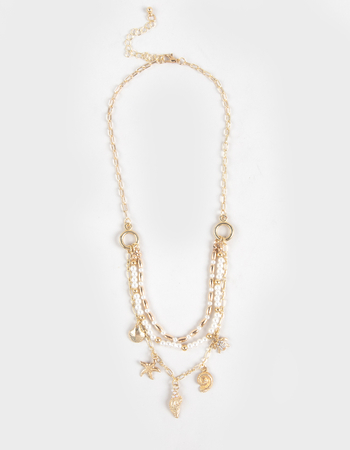 FULL TILT Layered Beaded/Starfish Charm Necklace Primary Image
